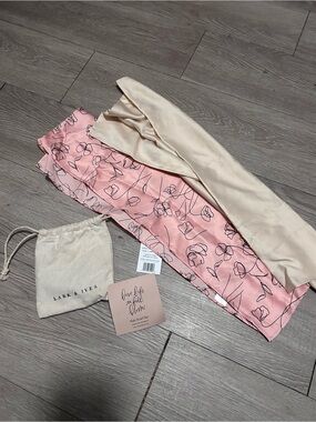 LARK & IVES Pink Floral and Cream Satin Scarf Set